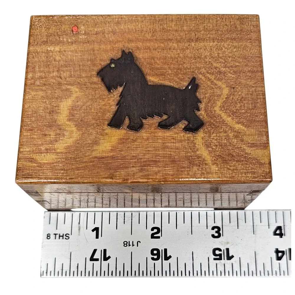 Wooden Trinket Box Keepsake Jewelry Storage Decorative Scottish Terrier‎ Dog